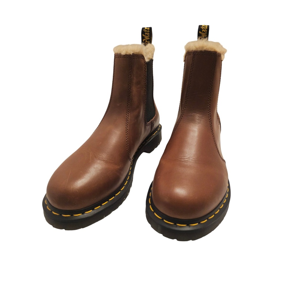 Dr. Martens 2976 Leonore Faux Fur Lined‎ Chelsea Boots Brown Leather Women s 11